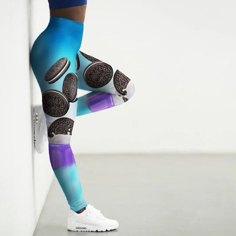 Women's Sexy Seamless 3D Snacks Printed, Gym, Yoga, Sport Leggings...