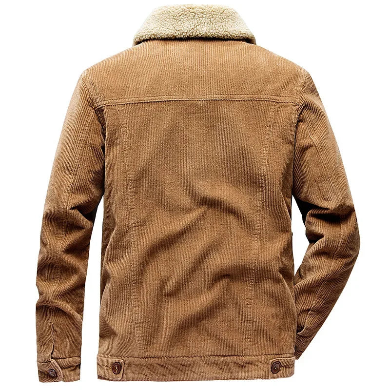 Casual Solid Color Winter Zipper Corduroy Cotton Jacket....