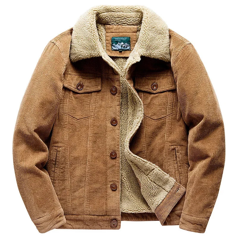 Casual Solid Color Winter Zipper Corduroy Cotton Jacket....