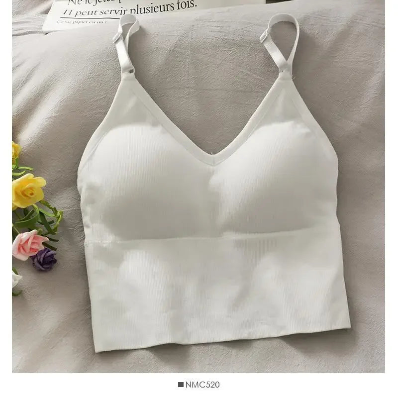 Womens Tops Sexy Tank Top Women Built in Bra Solid Color Camis for Women Crop Top Off Shoulder Sleeveless Camisole 2024 New