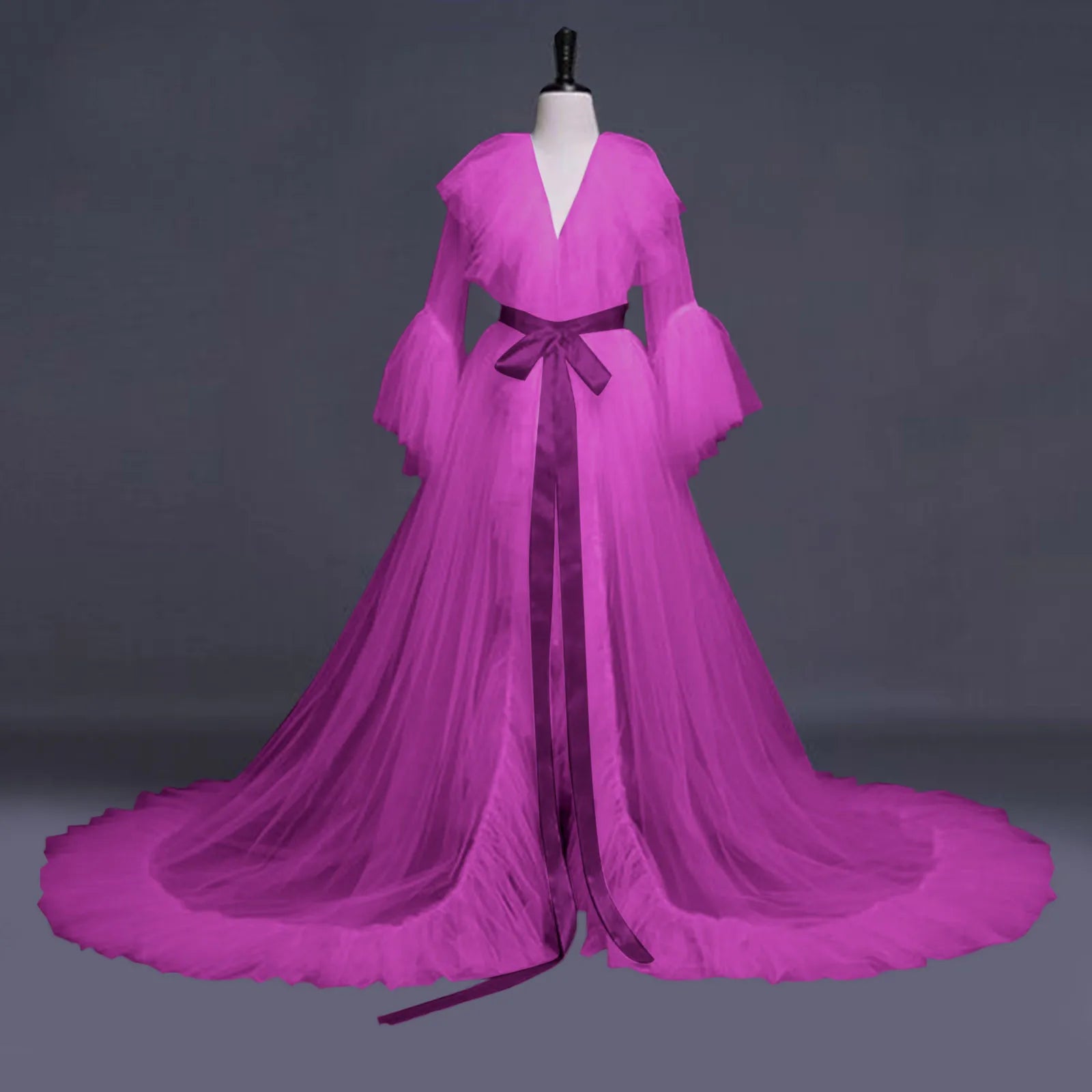 Ladies' Sexy Bridal, Wedding Lace Long Lingerie Robe Dress with Tulle for Women....