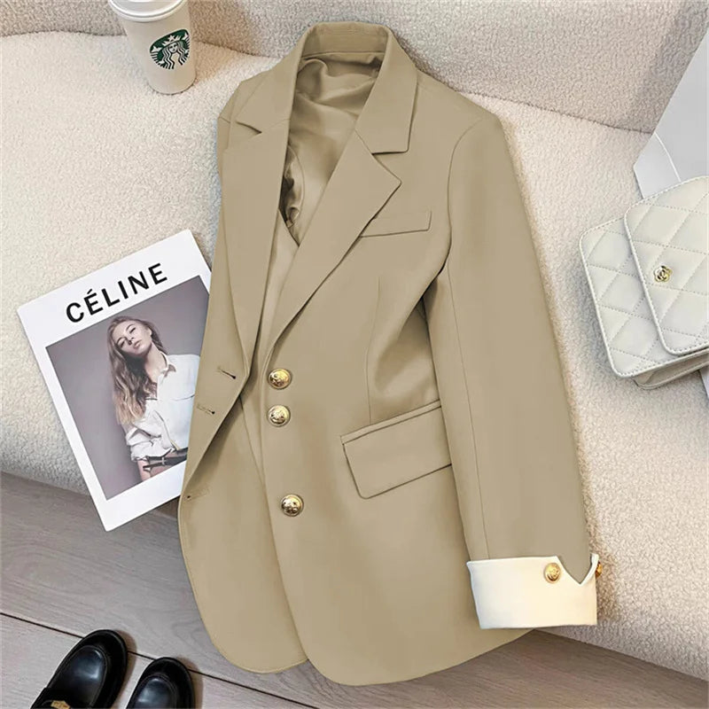 Women's Vintage Spring Autumn Single-breasted Casual Blazer Suit Jacket...