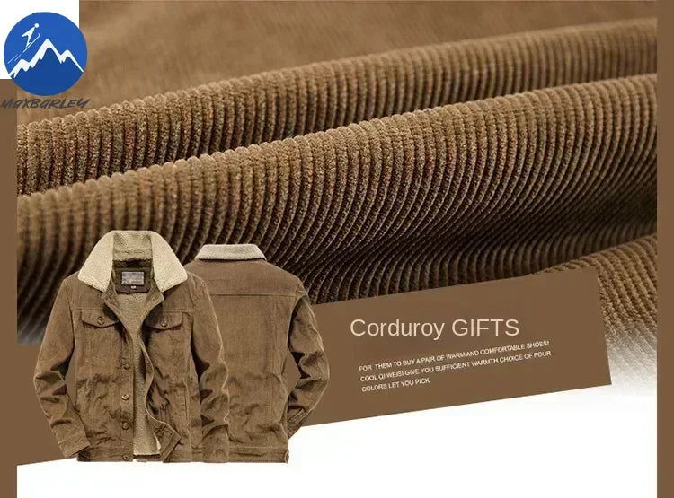 Men's Warm Cotton Padded Corduroy Fur Collar Windbreaker Jackets....
