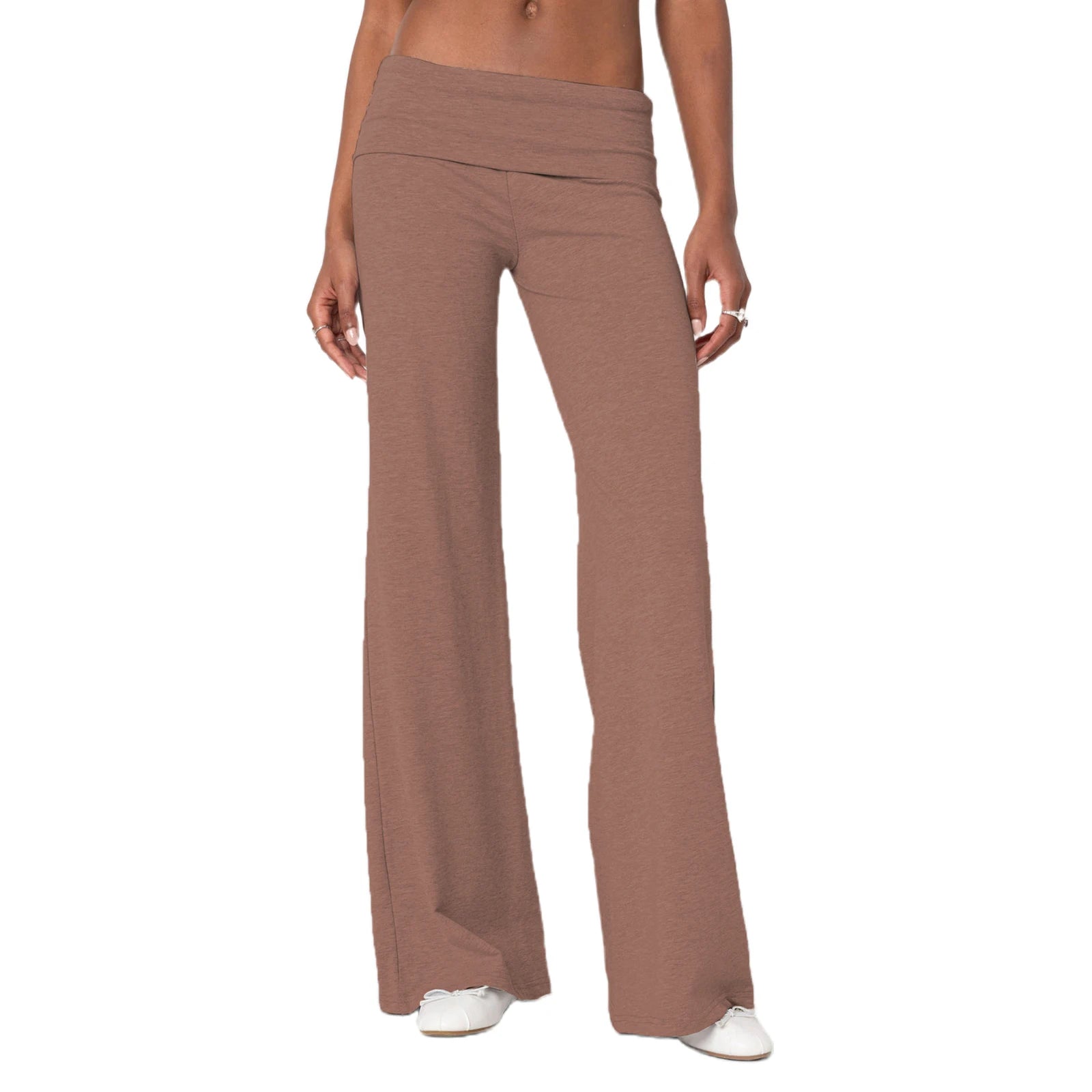 Women's Low Waist Fold Over, Bell Bottoms, Flare Wide Leg, Stretchy Leggings...