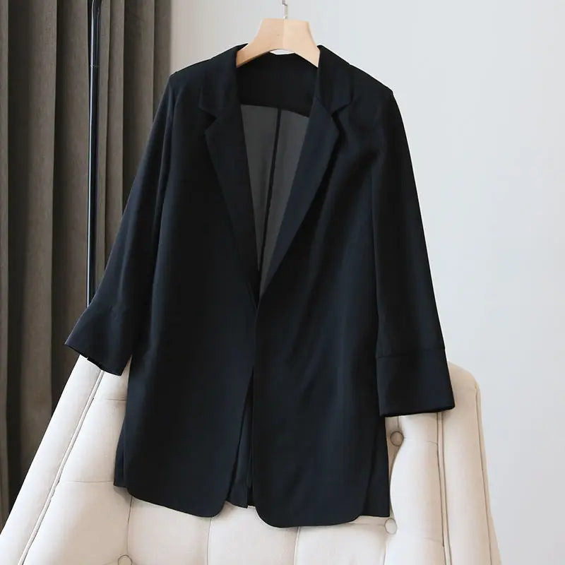 Women's Chic Thin Solid Colors Summer Blazers...