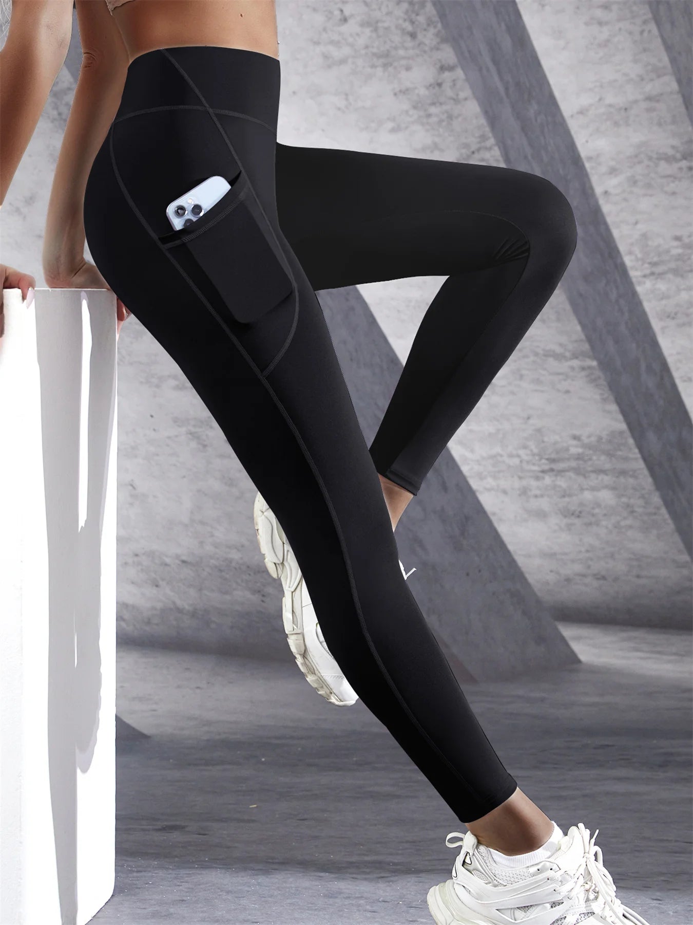 Women's New High Waist Tights With Pockets And Push Up Stretch Solid Color Yoga Leggings...