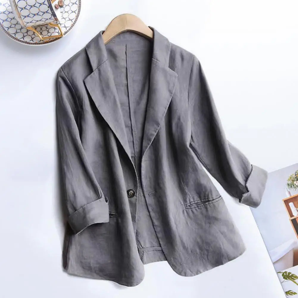 Women's Solid Color Long Sleeves w/Pockets Turn down Collar Fashion Jacket...