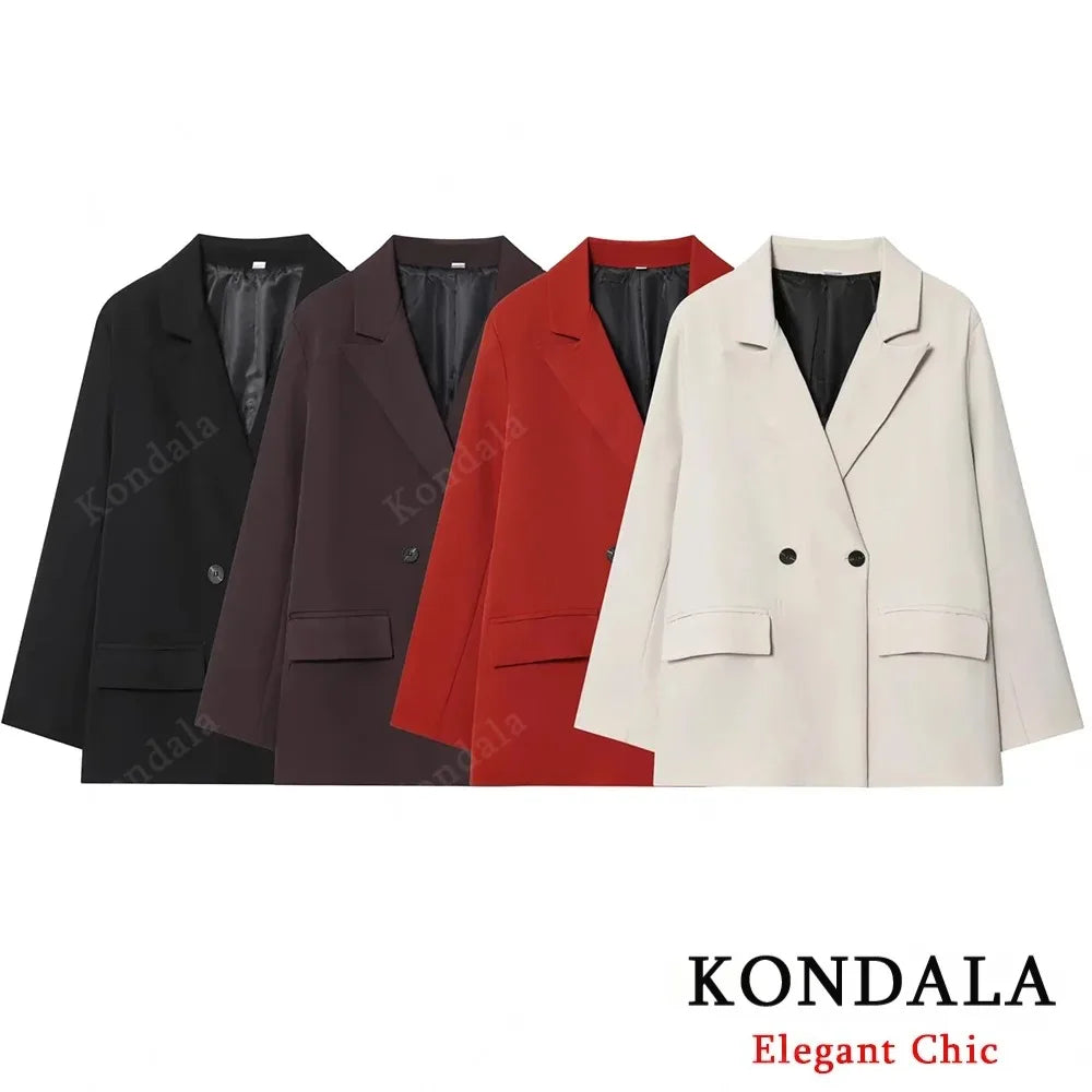 Women's Elegant Fall, Spring, Autumn Double-breasted, Lapels, Commuter Blazer Jacket Coat...