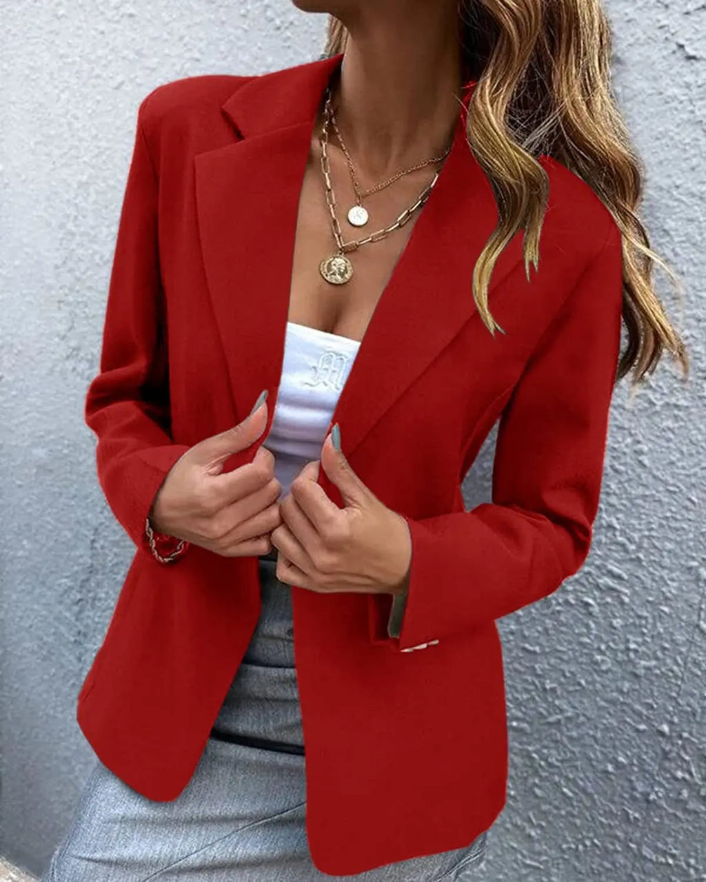 Women's Spring Long Sleeve Solid Colors One-button Simple Casual Basic Office Blazer Jackets...