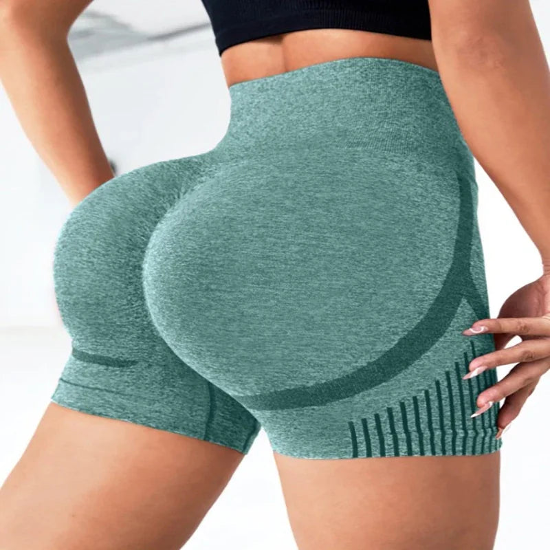 Women's Seamless yoga shorts with high-waist support and quick-dry fabric. Perfect for workouts,