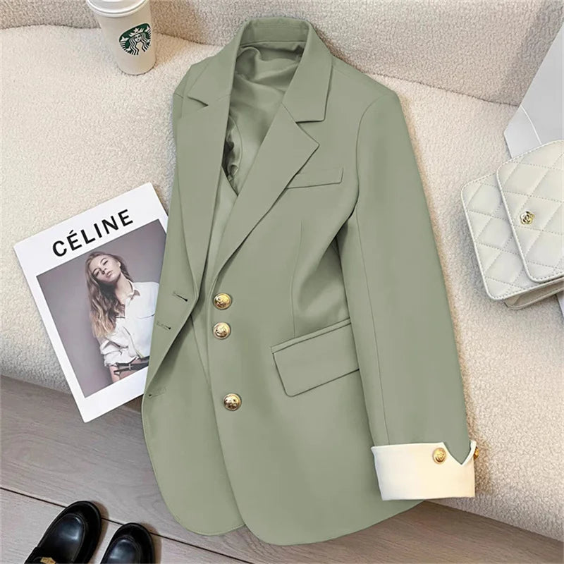 Women's Vintage Spring Autumn Single-breasted Casual Blazer Suit Jacket...