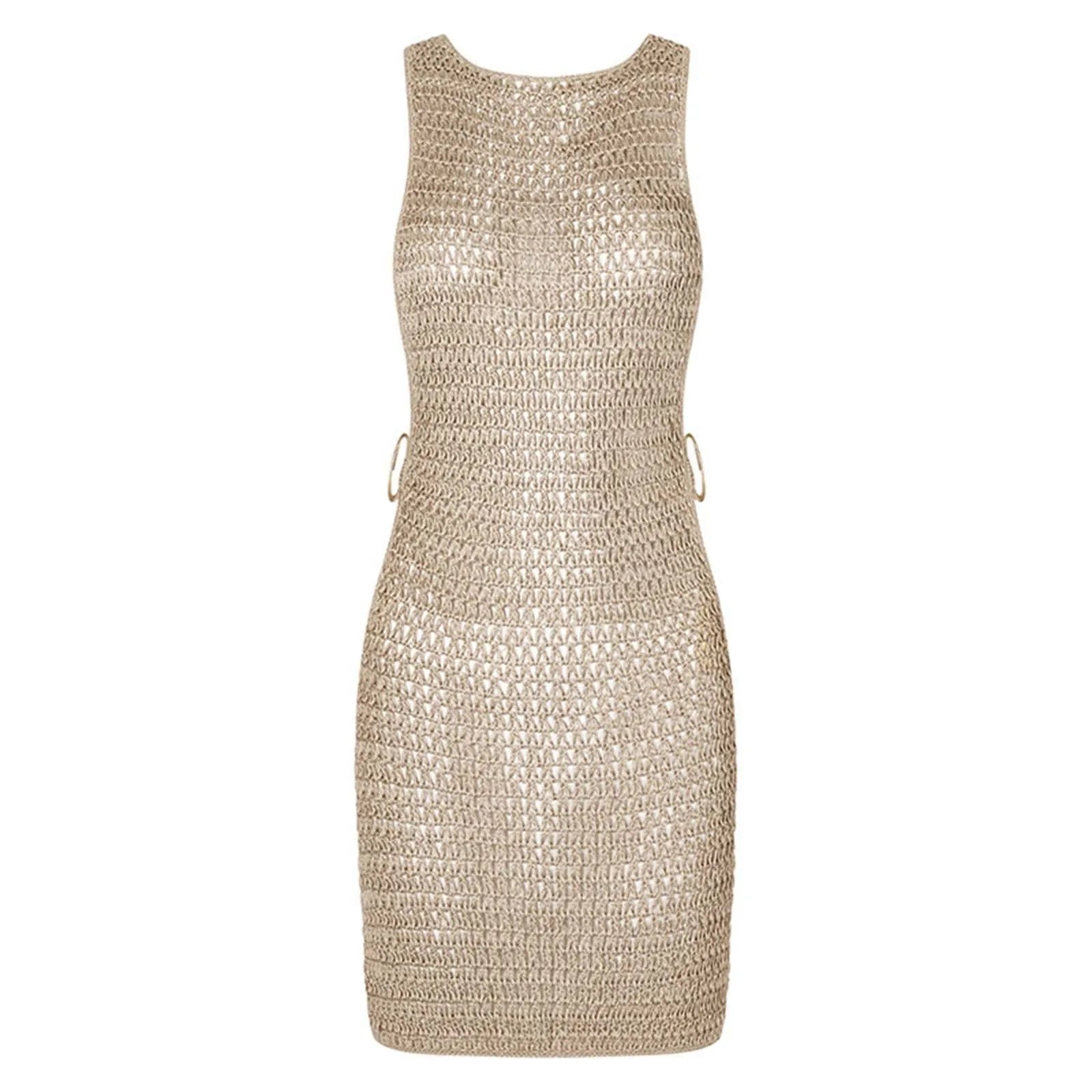 Woman's Sexy Cut Out Crochet Knitted Backless Summer Cover Up Short Beach Dress...