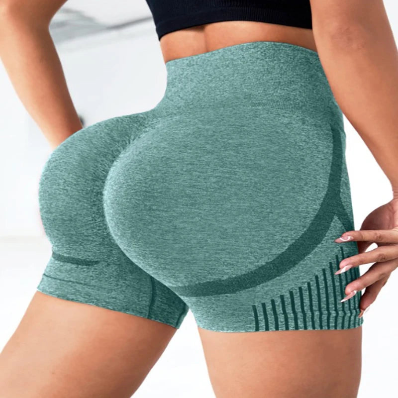 Women's Seamless yoga shorts with high-waist support and quick-dry fabric. Perfect for workouts,