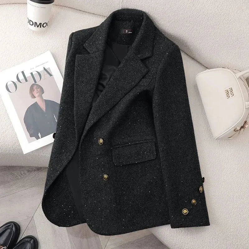 Women's Spring/Autumn Professional Version Double-breasted Blazer Jacket...