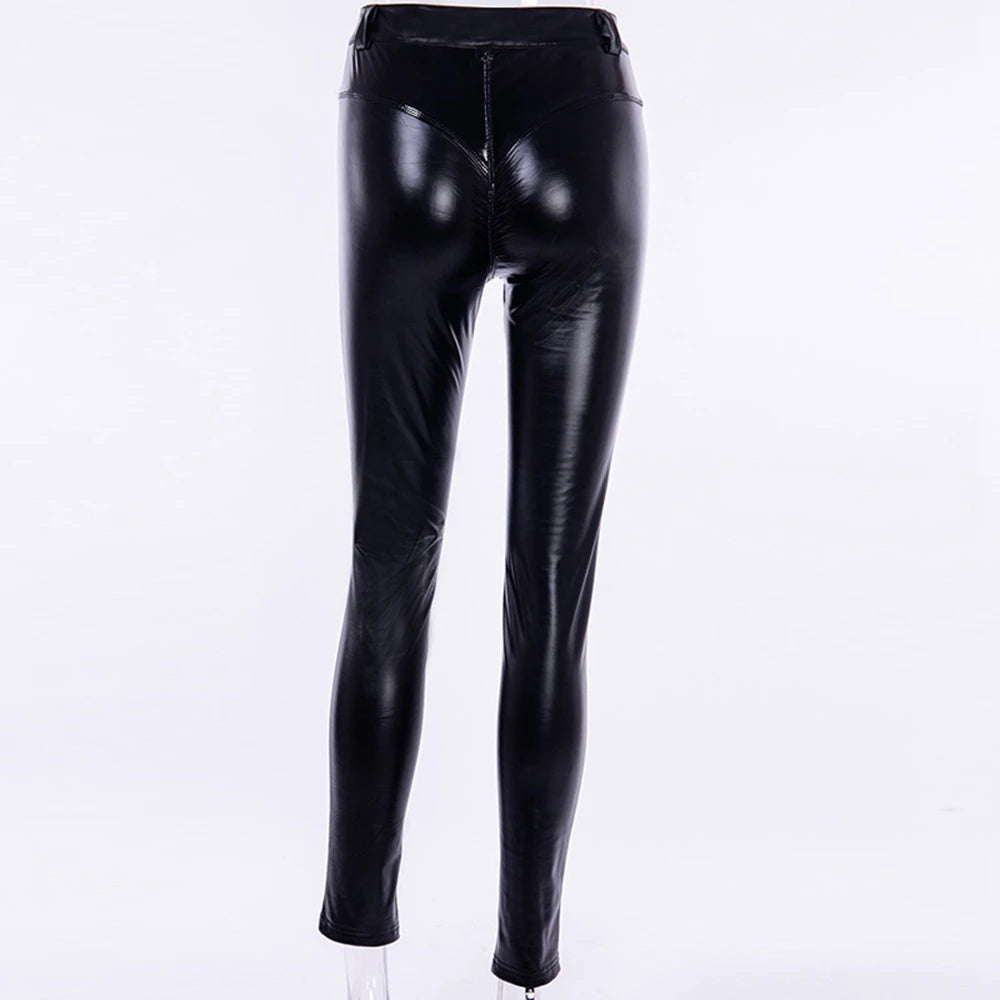 Women's Sexy Faux Leather Shaping Butt Lift High Waist Slimming Leggings...