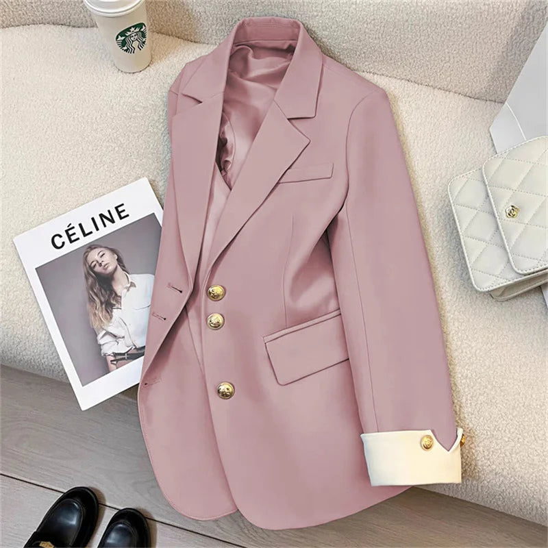 Women's Vintage Spring Autumn Single-breasted Casual Blazer Suit Jacket...