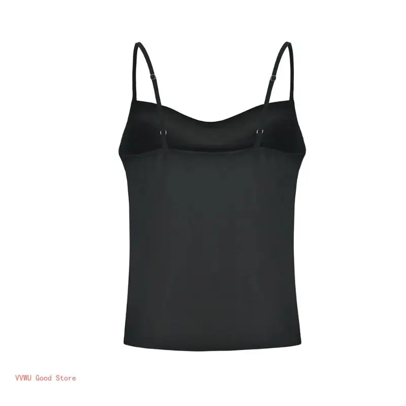 Women Strappy Plain Sling Vest Solid Color Cowl Neck Sleeveless Camisole