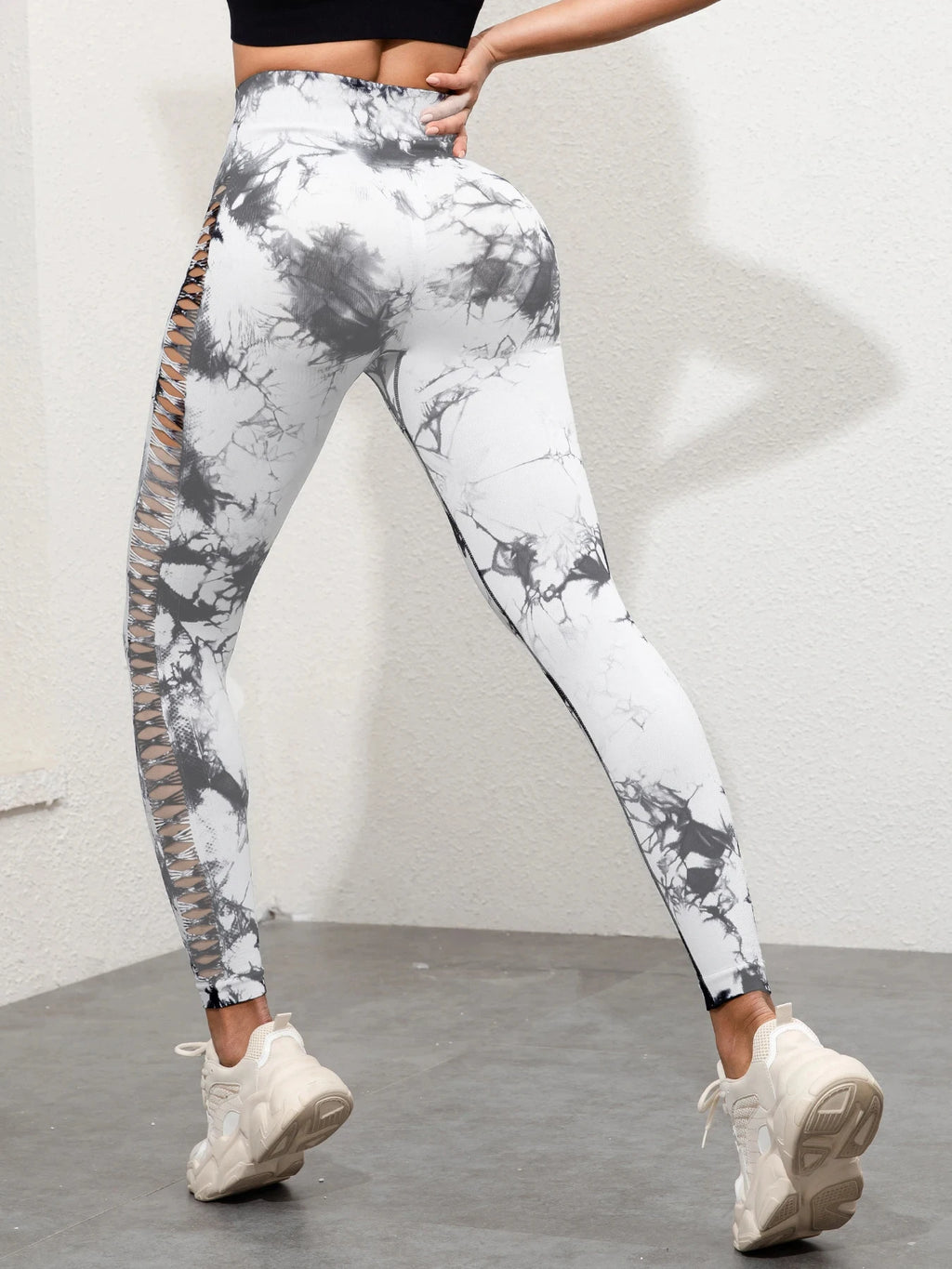 Women's Sexy Skinny Stretch Butt Lifting High Waist Seamless Hollow Out Tie Dye Yoga, Gym Leggings...