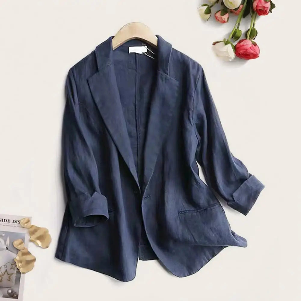 Women's Solid Color Long Sleeves w/Pockets Turn down Collar Fashion Jacket...