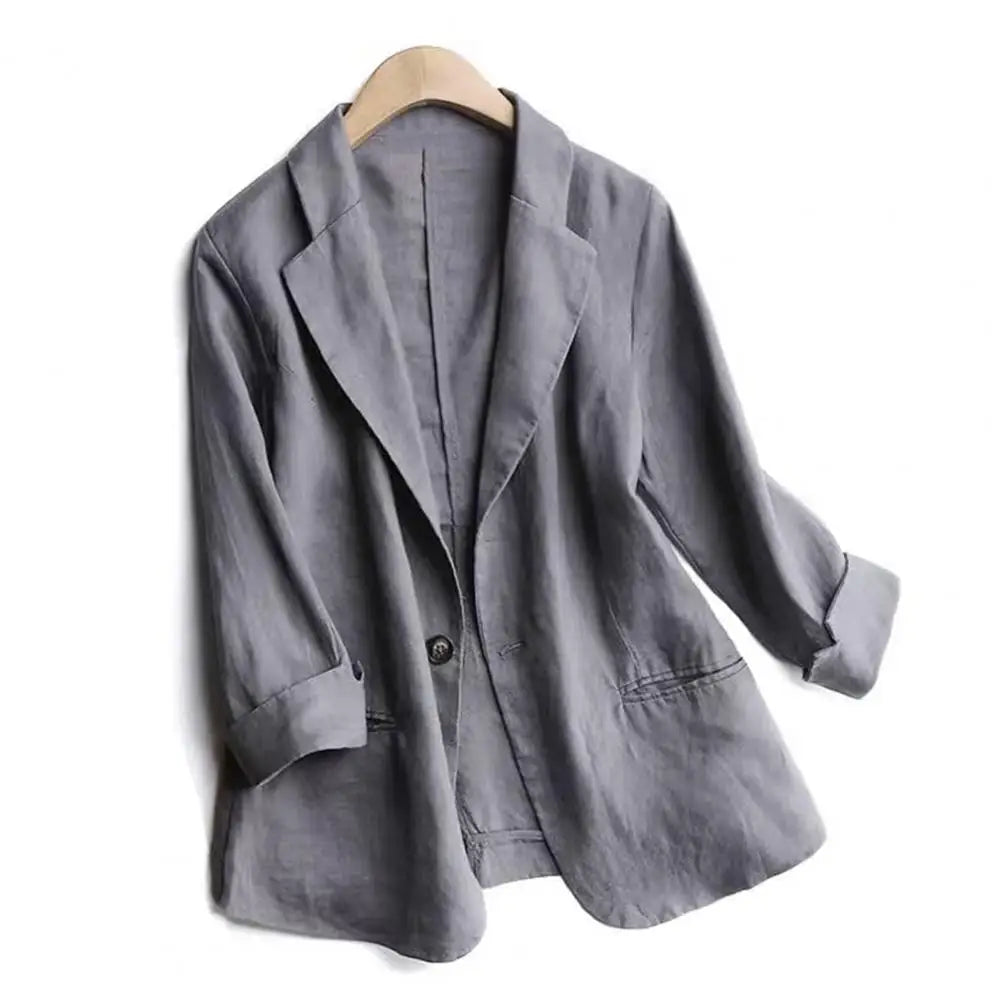 Women's Solid Color Long Sleeves w/Pockets Turn down Collar Fashion Jacket...