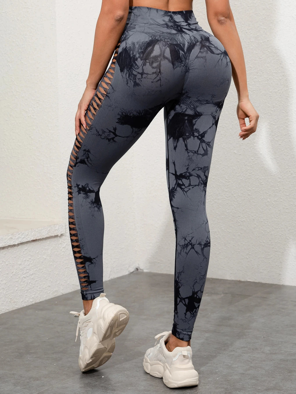 Women's Sexy Skinny Stretch Butt Lifting High Waist Seamless Hollow Out Tie Dye Yoga, Gym Leggings...