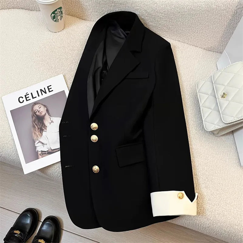 Women's Vintage Spring Autumn Single-breasted Casual Blazer Suit Jacket...