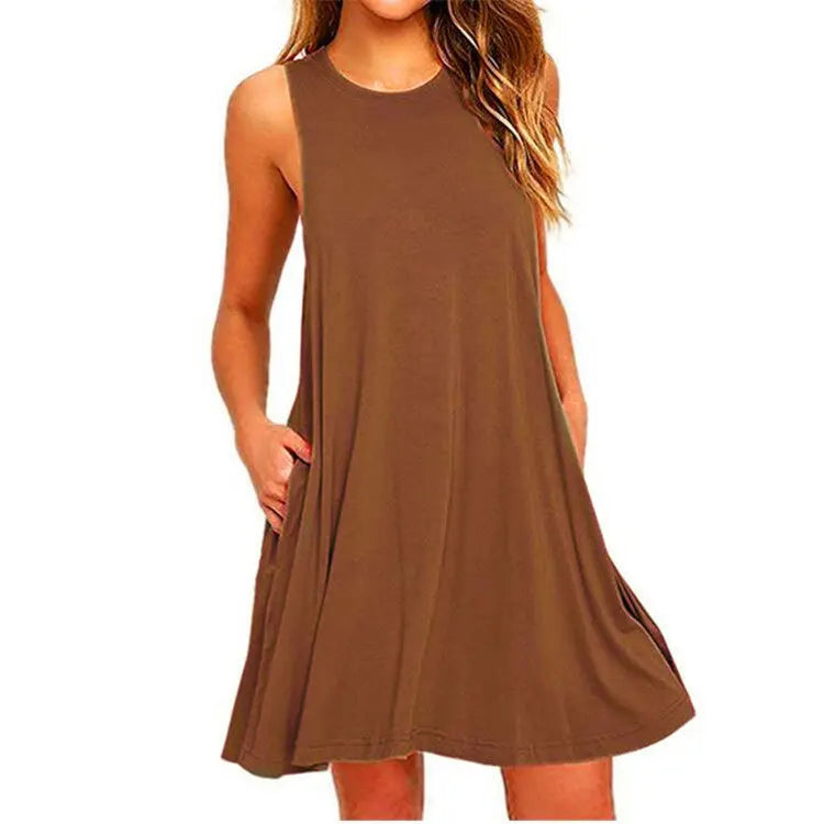 Women's Summer Casual Beach Cover Up With Pockets T-Shirt Dresses...