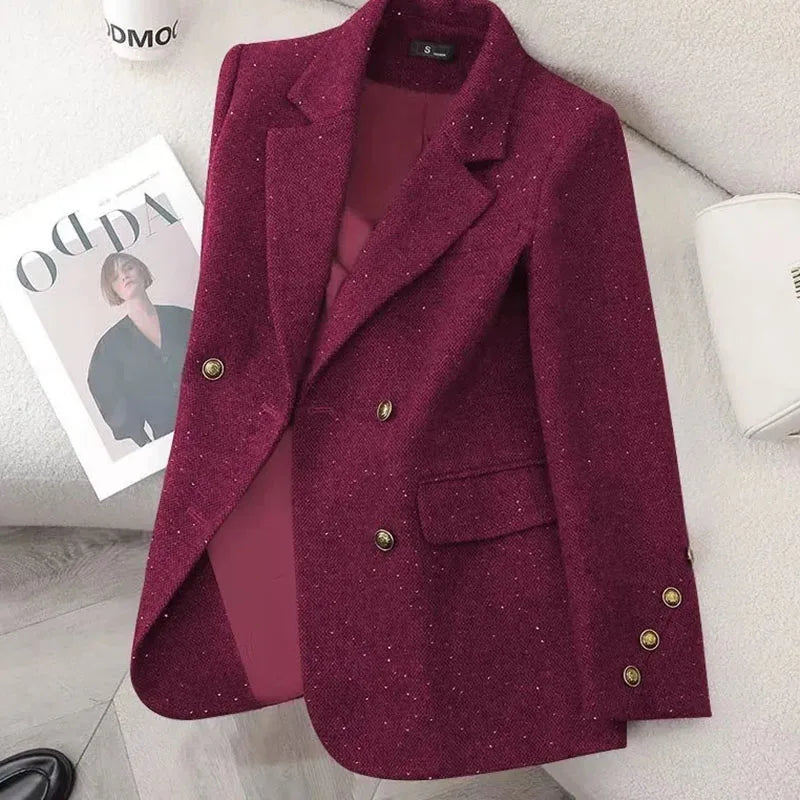 Women's Spring/Autumn Professional Version Double-breasted Blazer Jacket...