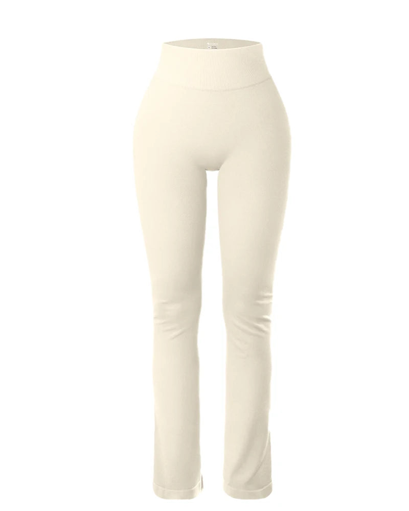 Women's Seamless Knit Yoga Solid Color Flared, High Waist, Hip-Lifting, Tight Slim Casual Sports Leggings...