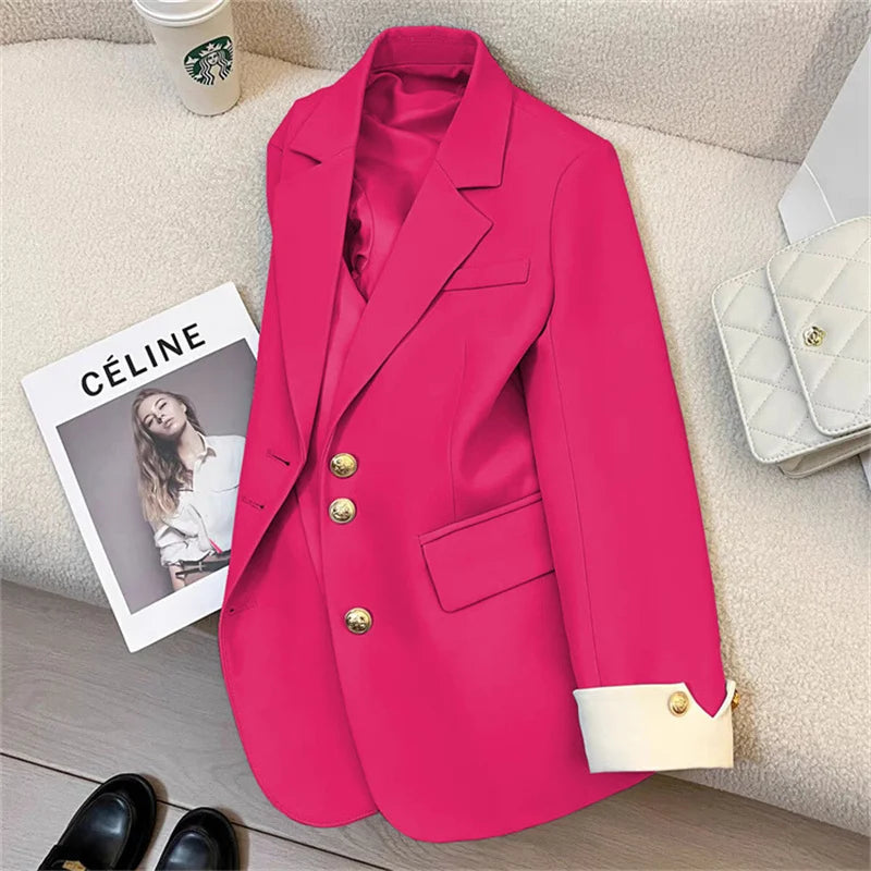 Women's Vintage Spring Autumn Single-breasted Casual Blazer Suit Jacket...