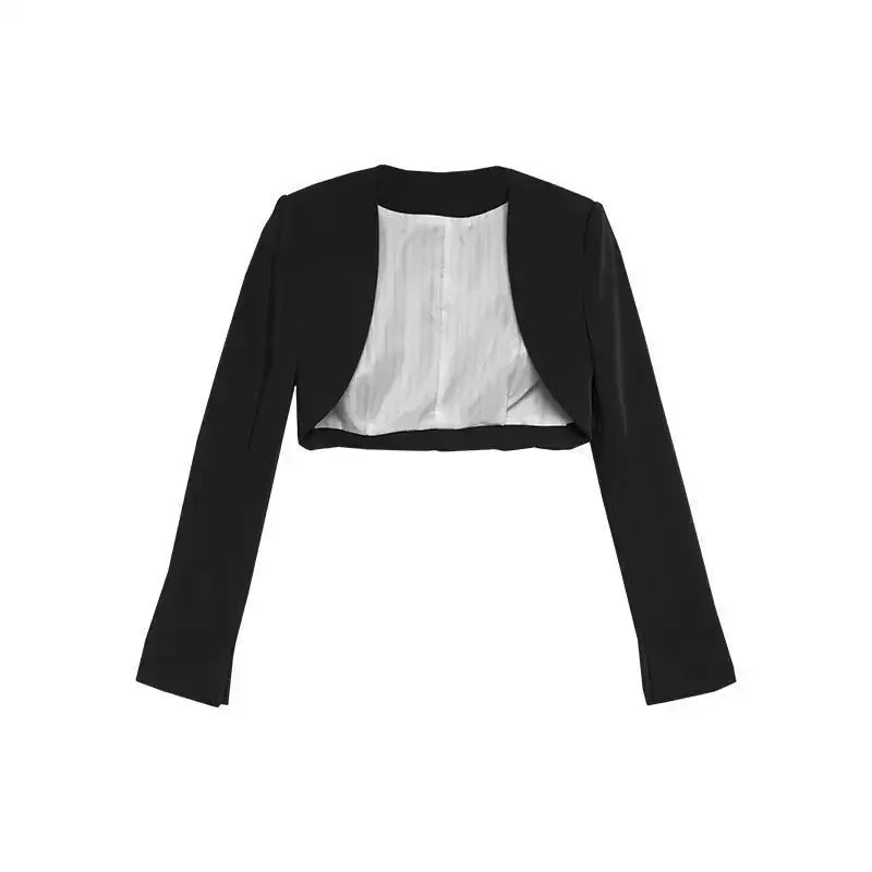 Women's Sexy Cropped Long Sleeve Chic Style Spring Blazers Jacket Solid Color...