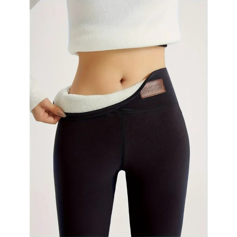 Women's Autumn and winter With lamb fleece high-waisted tights, thermal sports leggings, pants