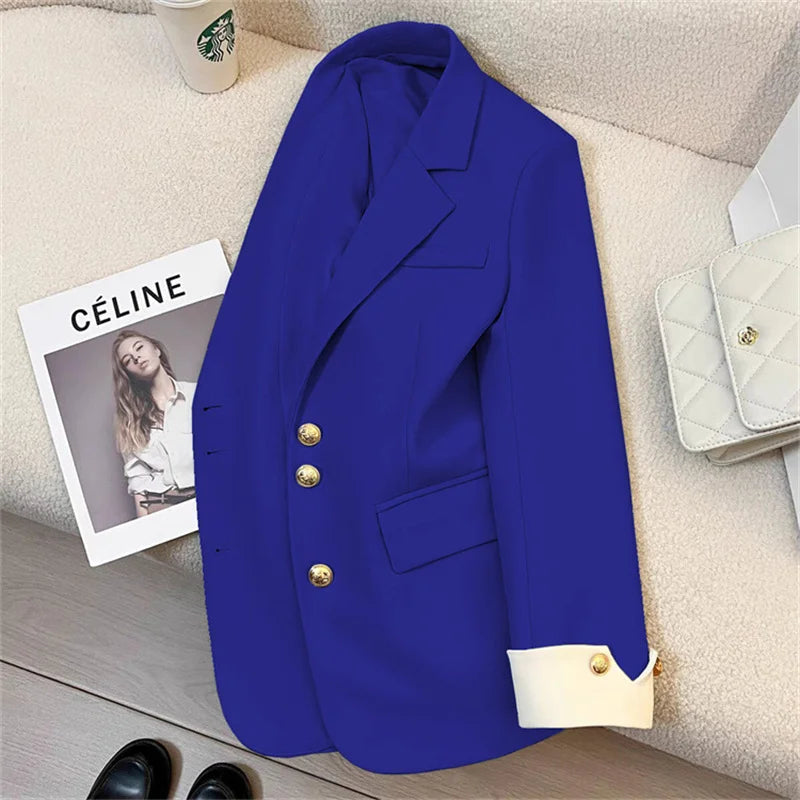 Women's Vintage Spring Autumn Single-breasted Casual Blazer Suit Jacket...