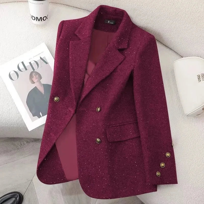 Women's Spring/Autumn Professional Version Double-breasted Blazer Jacket...