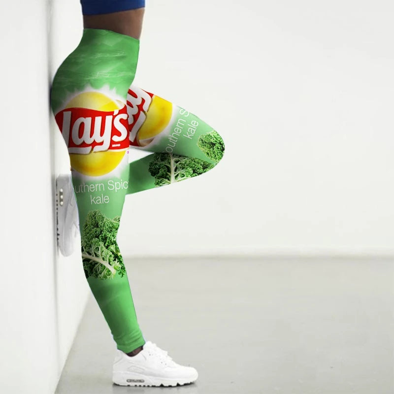 Women's Sexy Seamless 3D Snacks Printed, Gym, Yoga, Sport Leggings...