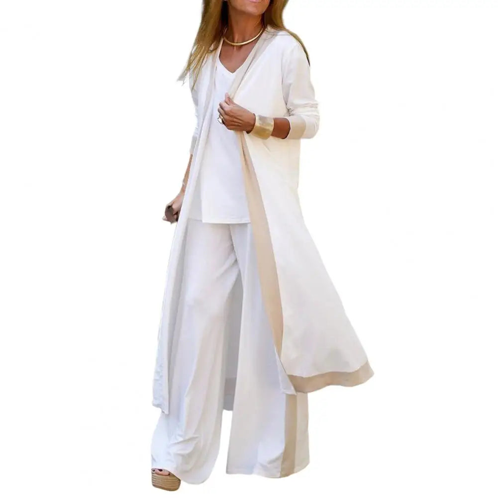 Women's 3 Pcs/Set Fall Stylish Spaghetti Strap Cardigan Vest Coat Pants Outfit Set...