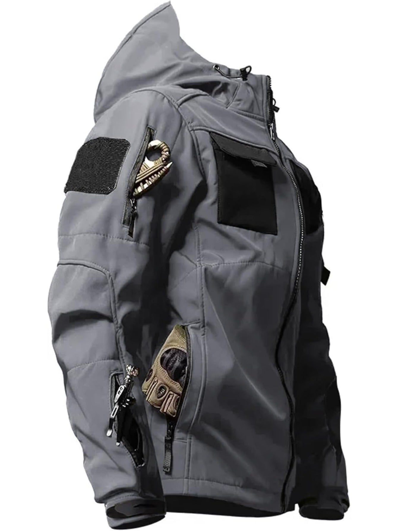 Men's High Quality Full-Zip Softshell Windbreaker Tactical Jacket with Hood -for Hunting, Hiking, Skiing ....