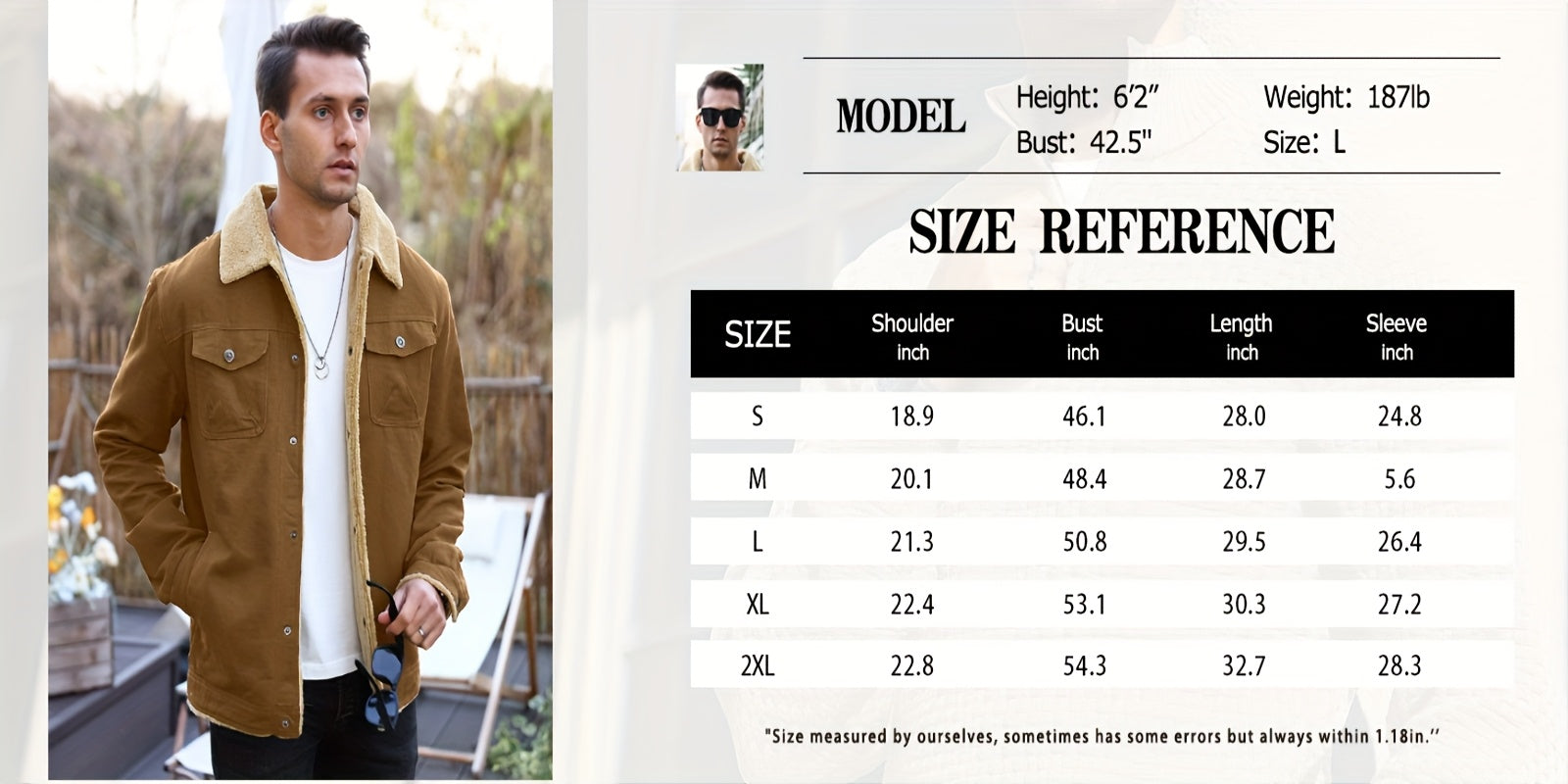 Men's Heavy-Duty Fleece Windproof Machine Washable, Chest Pocket, Front Full-Zip Workwear Coat with Collar...