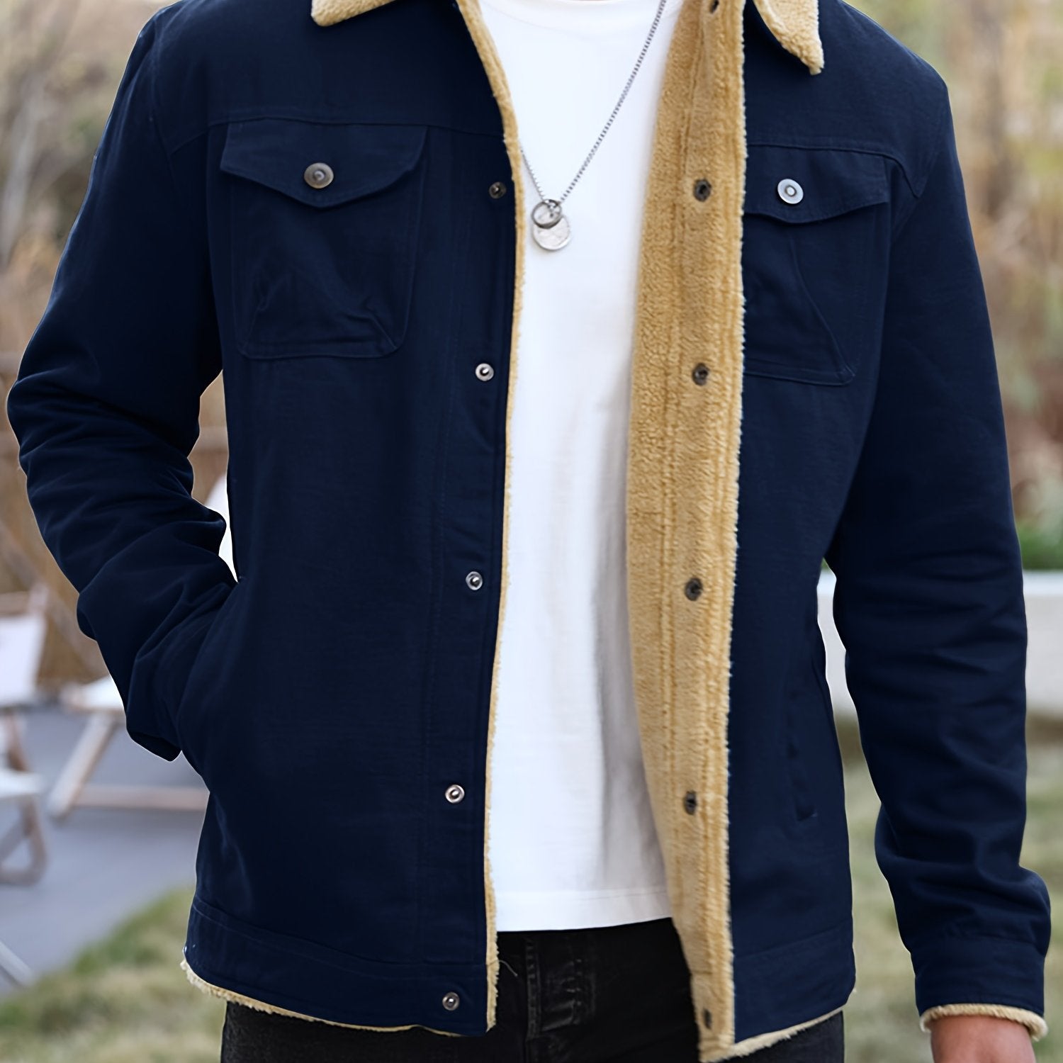 Men's Heavy-Duty Fleece Windproof Machine Washable, Chest Pocket, Front Full-Zip Workwear Coat with Collar...