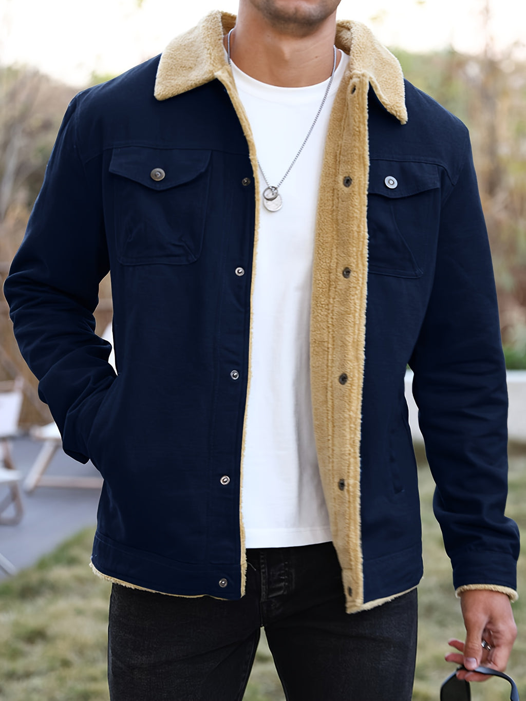 Men's Heavy-Duty Fleece Windproof Machine Washable, Chest Pocket, Front Full-Zip Workwear Coat with Collar...