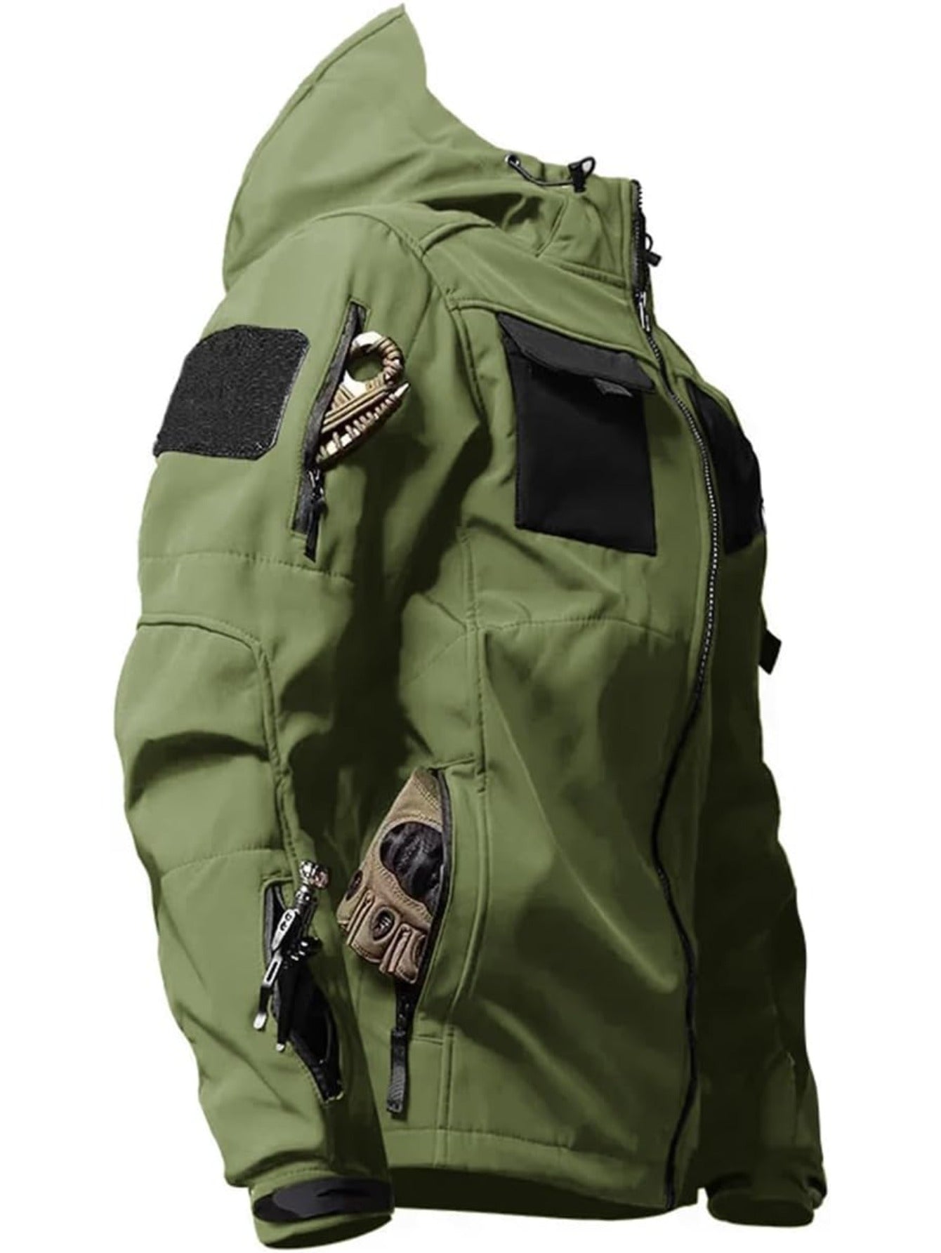 Men's High Quality Full-Zip Softshell Windbreaker Tactical Jacket with Hood -for Hunting, Hiking, Skiing ....